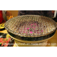 Convenient Round Barbecue Grill Wire Mesh with Wood Handle